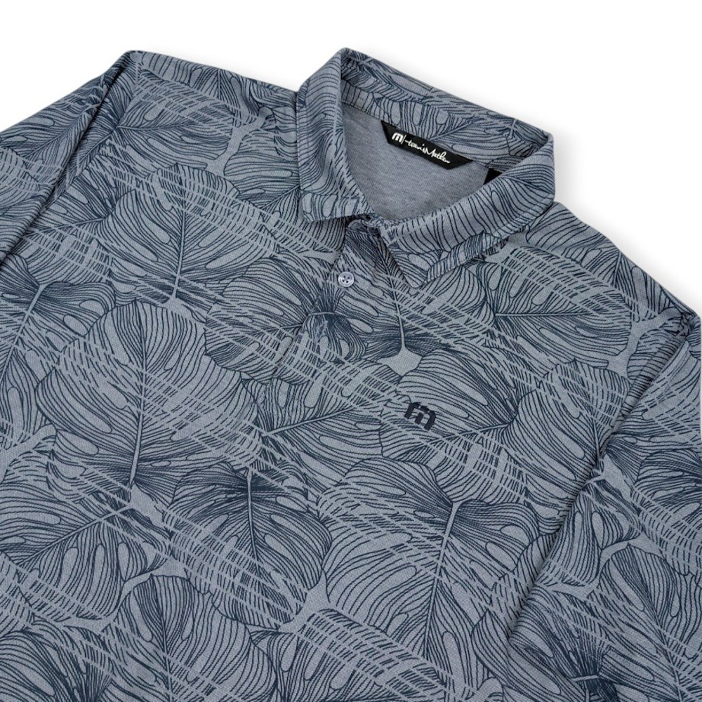 Travis Mathew Dolphin Dive Golf Polo Mens XL Blue‎ Tropical Palm Performance